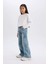 Kız Çocuk Wide Leg Kargo Geniş Paça Jean Pantolon D7386A825SM 10