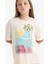 Kız Çocuk Relax Fit Bisiklet Yaka Baskılı Kısa Kollu Tişört E0353A825SM 9
