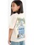 Kız Çocuk Oversize Geniş Kalıp Bisiklet Yaka Sırt Baskılı Kısa Kollu Tişört E0367A825SM 6