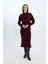 Relax Fit Yarım Balıkçı Yaka Midi Triko Bordo Elbise D8596AX24WN 12
