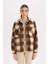 Oversize Geniş Kalıp Kareli Flanel Uzun Kollu Gömlek E0572AX24WN 12