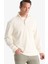 Comfort Fit Dik Yaka Dokulu Yarım Fermuarlı Waffle Sweatshirt D7543AX25SP 12