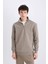 Comfort Regular Fit Rahat Kalıp Fermuarlı Dik Yaka Basic Düz Sweatshirt X7405AZ25SP 14