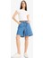 Yüksek Bel Düz Paça Yumuşak Jean Bermuda E0961AX25SM 9