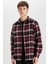 Regular Fit Polo Yaka Kareli Flanel Uzun Kollu Gömlek E0989AX24WN 7