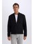 Slim Fit Dar Kesim Bomber Kolej Yaka Fermuarlı Mevsimlik Cepli Mont D9716AX24AU 9