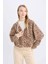 Coool Loose Fit Leopar Desenli Kapüşonlu Fermuarlı Sweatshirt E0780AX24WN 8