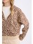 Coool Loose Fit Leopar Desenli Kapüşonlu Fermuarlı Sweatshirt E0780AX24WN 10