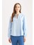Regular Fit Bisiklet Yaka Flamlı Pamuk Uzun Kollu Bluz D8809AX25SP 9