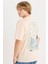%100 Pamuk Boxy Fit Bisiklet Yaka Sırt Baskılı Kısa Kollu Tişört D7815AX25SP 6