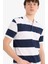 %100 Pamuk Regular Fit Polo Yaka Çizgili Kısa Kollu Tişört D7934AX25SP 7
