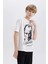 Erkek Çocuk Bisiklet Yaka Atatürk Baskılı Kısa Kollu Tişört B6938A825SM 16