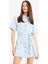 Polo Yaka Düğmeli Kuşaklı Kısa Kollu Mini Jean Elbise E1287AX25SM 11