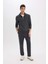 Regular Fit Eşofman Altı İçi Polarlı Basic Düz Cepli Beli Bağcıklı Düz Paça D7836AX25SP 11