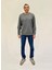 Erkek Bisiklet Yaka Rahat Kalıp 3 Iplik Kalın Ar Nakışlı Sweatshirt SPR24SW33 1