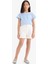 Kız Çocuk Slim Fit Dar Kesim Bisiklet Yaka Baskılı Fitilli Kaşkorse Kısa Kollu Tişört D9537A825SM 7