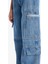 Kız Çocuk Wide Leg Kargo Geniş Bol Paça Jean Pantolon D9695A825SM 16