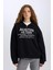 Oversize Geniş Kalıp Yarım Fermuarlı Sırt Baskılı Sweatshirt E1525AX24WN 10