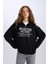 Oversize Geniş Kalıp Yarım Fermuarlı Sırt Baskılı Sweatshirt E1525AX24WN 12