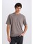 %100 Pamuk Boxy Fit Bisiklet Yaka Baskılı Kısa Kollu Tişört C2138AX25SP 9
