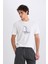%100 Pamuk Regular Fit Bisiklet Yaka Baskılı Kısa Kollu Tişört D7939AX25SP 10