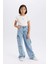 Kız Çocuk Wide Leg Kargo Geniş Paça Pamuklu Jean Pantolon D9694a825sp 10