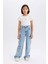 Kız Çocuk Wide Leg Kargo Geniş Paça Pamuklu Jean Pantolon D9694a825sp 11