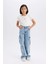 Kız Çocuk Wide Leg Kargo Geniş Paça Pamuklu Jean Pantolon D9694a825sp 12