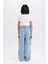 Kız Çocuk Wide Leg Kargo Geniş Paça Pamuklu Jean Pantolon D9694a825sp 15
