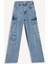 Kız Çocuk Wide Leg Kargo Geniş Paça Pamuklu Jean Pantolon D9694a825sp 16