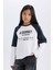 Kız Çocuk Oversize Geniş Kalıp Bisiklet Yaka Baskılı Uzun Kollu Tişört D9443A825SP 7