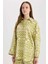 Relax Fit Desenli Keten Karışımlı Uzun Kollu Tesettür Gömlek Tunik D8184AX25SP 11