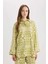 Relax Fit Desenli Keten Karışımlı Uzun Kollu Tesettür Gömlek Tunik D8184AX25SP 12