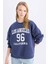 Coool Loose Fit Bisiklet Yaka Baskılı Kalın Sweatshirt E1494AX24WN 7