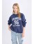 Coool Loose Fit Bisiklet Yaka Baskılı Kalın Sweatshirt E1494AX24WN 10