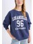 Coool Loose Fit Bisiklet Yaka Baskılı Kalın Sweatshirt E1494AX24WN 11