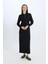 Regular Fit Gömlek Yaka Basic Düz Uzun Kollu Pike Maxi Elbise E1417AX24WN 9