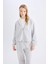 Coool Loose Fit Basic Düz Kapüşonlu Fermuarlı Sweatshirt E1464AX24WN 8