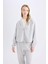 Coool Loose Fit Basic Düz Kapüşonlu Fermuarlı Sweatshirt E1464AX24WN 9