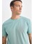 %100 Pamuk New Regular Fit Bisiklet Yaka Basic Düz Kısa Kollu Tişört E1091AXNS 9