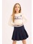 Kız Çocuk Slim Fit Dar Kesim Bisiklet Yaka Baskılı Ribana Uzun Kollu Tişört D9920A825SP 11