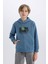 Erkek Çocuk Kapüşonlu Baskılı Cepli İçi Yumuşak Tüylü Sweatshirt D6211A824CW 10