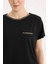 Bisiklet Yaka Baskılı Siyah Kısa Kollu Tişört K7701AZ25SP 14