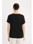Bisiklet Yaka Baskılı Siyah Kısa Kollu Tişört K7701AZ25SP 15