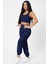 Kadın Lacivert Kaşkorse Cepli Jogger Eşofman Altı ve Crop Top Bluz 3
