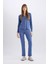 Pijama Takımı Regular Fit Uzun Kollu Üst Uzun Alt-Fall in Love E1804AX24WN 13