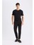 Slim Fit Dar Kesim Bisiklet Yaka Modal Karışımlı Pamuklu Basic Düz Siyah Kısa Kollu Tişört M6606AZ24AU 7