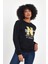 Kadın Bisiklet Yaka Rahat Kalıp Içi Polarlı 3 Iplik Kalın N Baskılı Sweatshirt SPR24SWK25 5