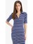Bodycon Vücudu Saran Polo Yaka Çizgili Fitilli Kaşkorse Kısa Kollu Midi Elbise E2225AX25SP 11