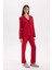 Pijama Takımı Regular Fit Uzun Kollu Üst Uzun Alt-Fall in Love E2246AXNS 8